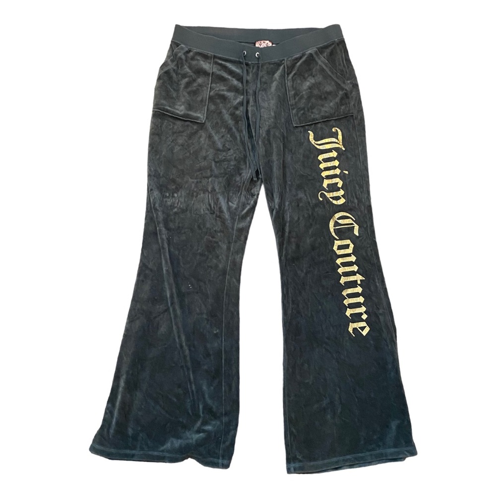 X-Large Juicy Coture Jogger Velour Pants Green with Gold Print